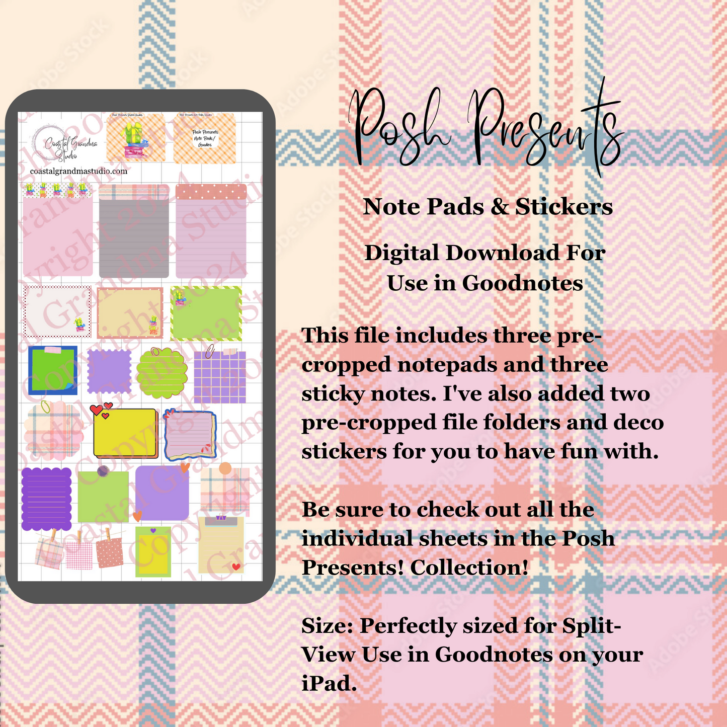 Posh Presents!  Note Pads & Stickers Download Pre-Cropped Stickers For Goodnotes (4400-NP)