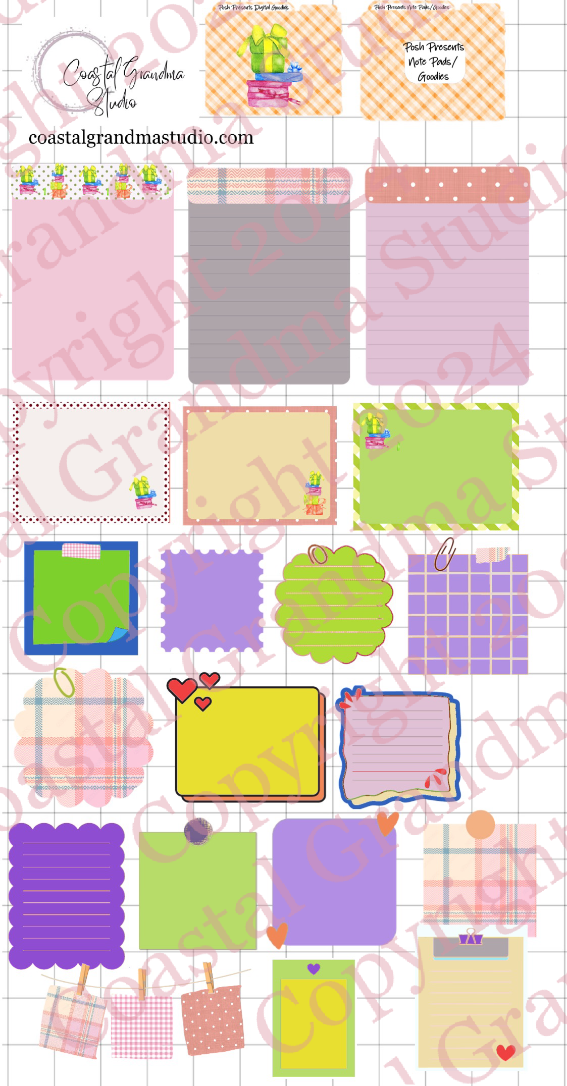 Posh Presents!  Note Pads & Stickers Download Pre-Cropped Stickers For Goodnotes (4400-NP)