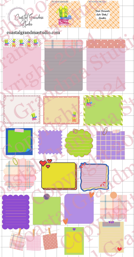 Posh Presents!  Note Pads & Stickers Digital Pre-Cropped Stickers For Goodnotes (4400-NP)