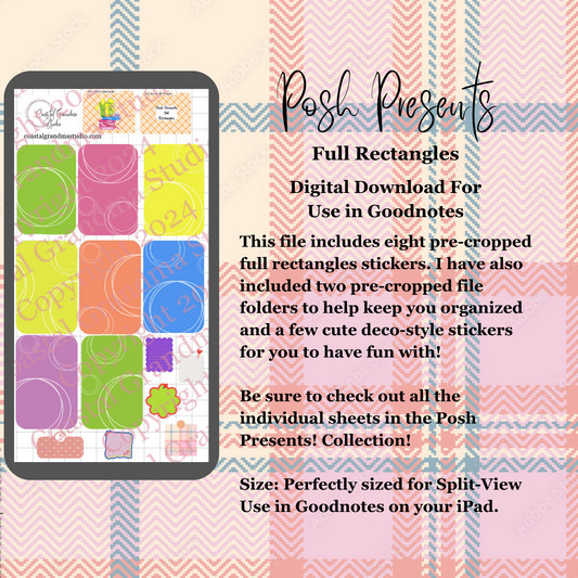 Posh Presents! Full Rectangles Download Pre-Cropped Stickers For Goodnotes (4400-FR)