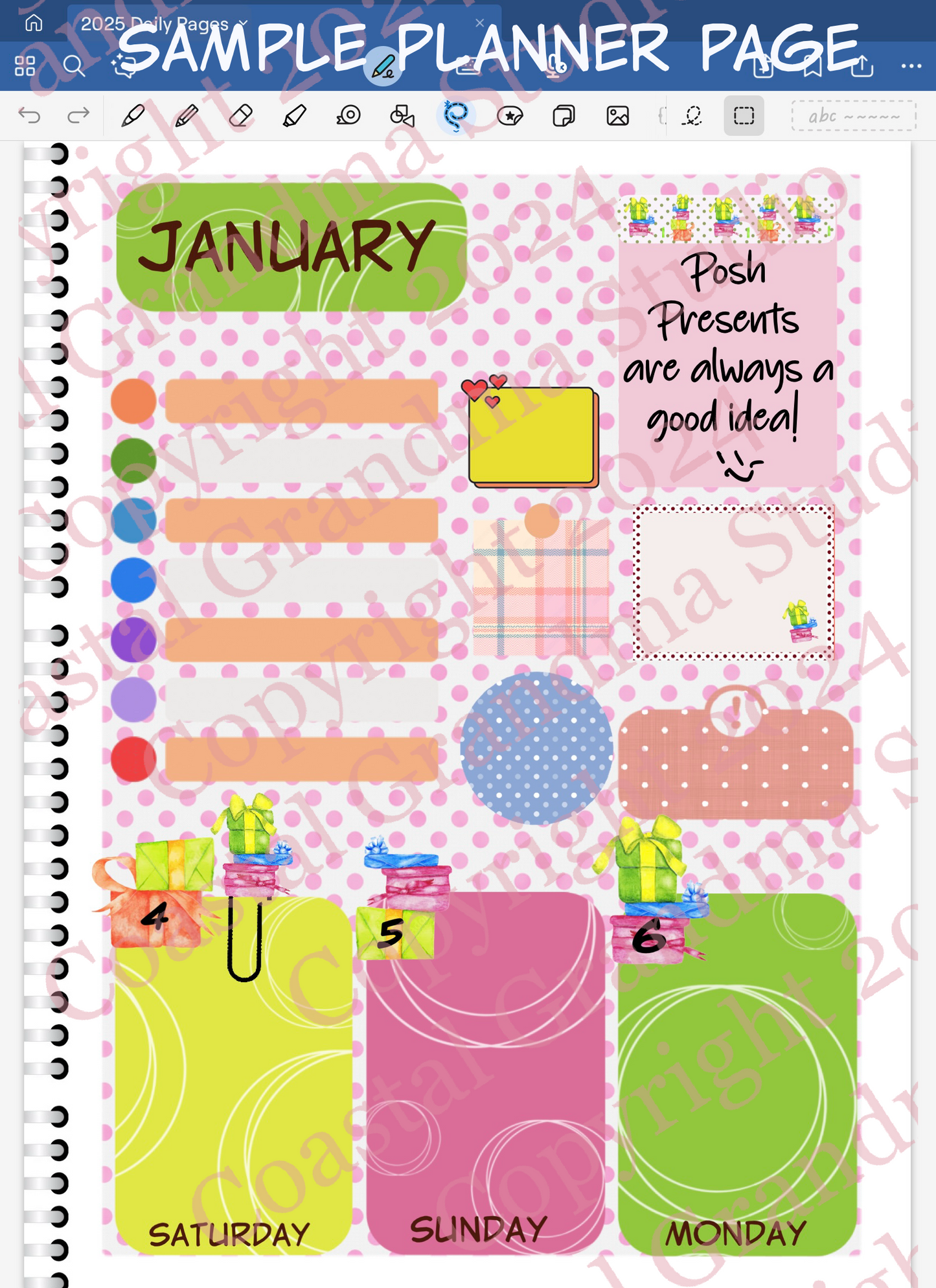 Posh Presents! Skinny Rectangles Digital Pre-Cropped Stickers For Goodnotes (4400-SR)