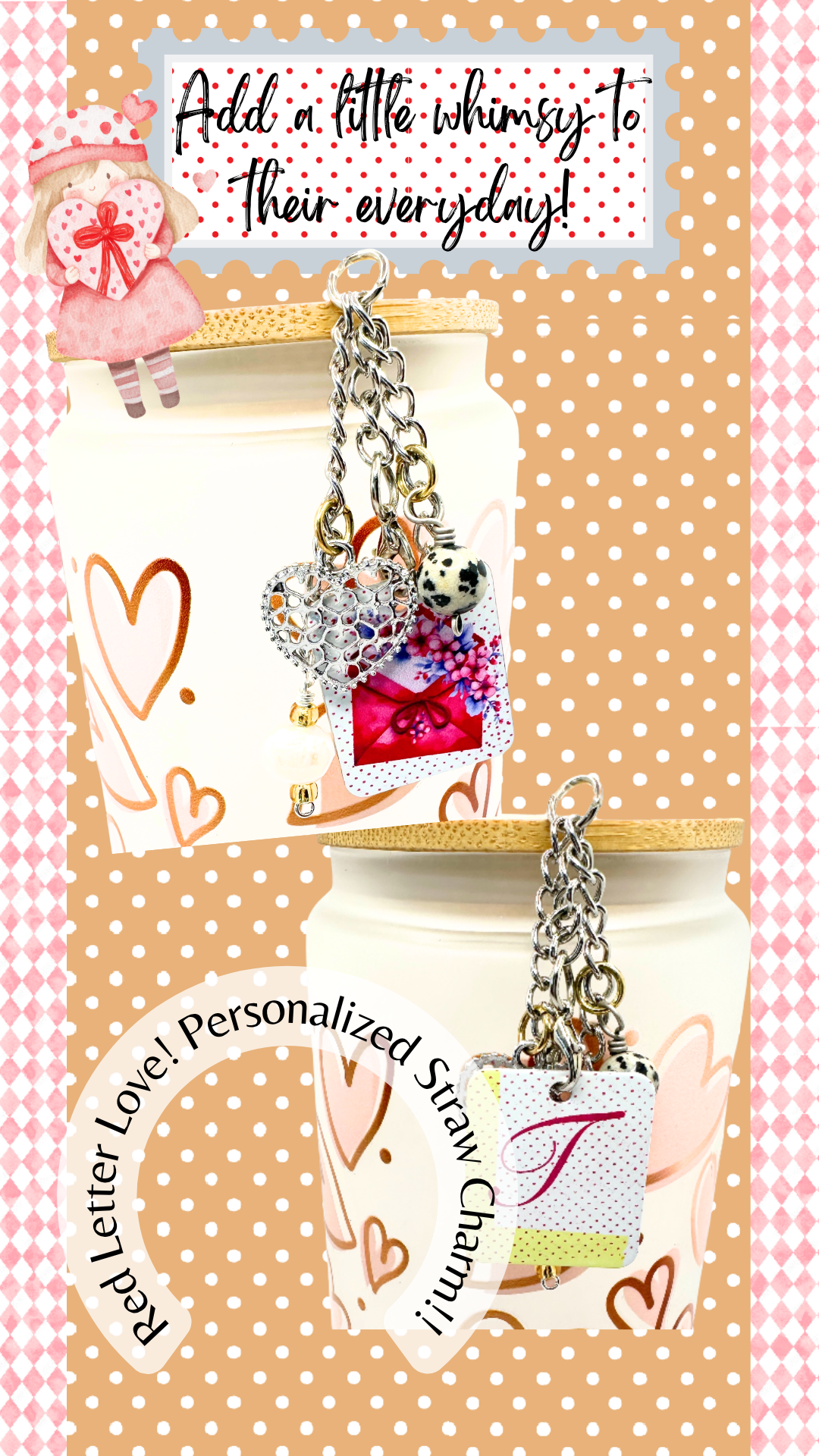Red Letter Love Personalized Straw/Cup Charm (1559-CC)