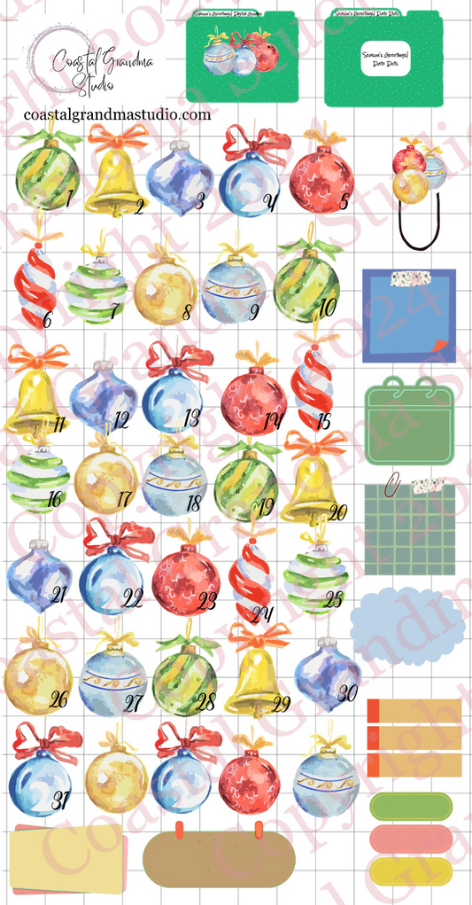 Season's Greetings! Date Dots Digital Pre-Cropped Stickers For Goodnotes (8000-DD) (Copy)