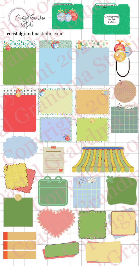 Season's Greetings! Note Pads & Stickers Digital Pre-Cropped Stickers For Goodnotes (8000-NP) (Copy)