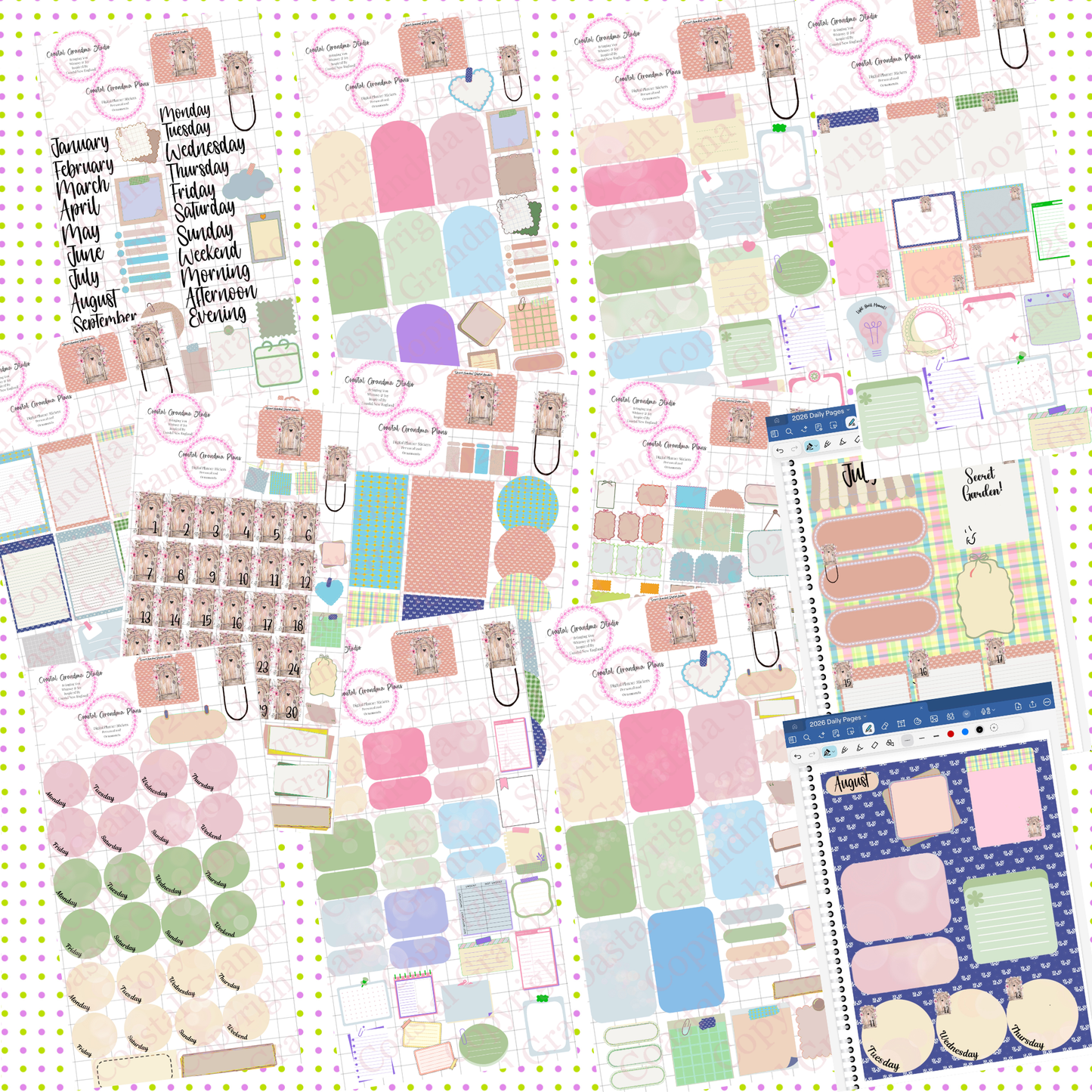 Secret Garden! GoodNotes Sticker Bundle – Digital Planner Stickers for iPad, Pre-Cropped Aesthetic Stickers Pack (9000-BU)