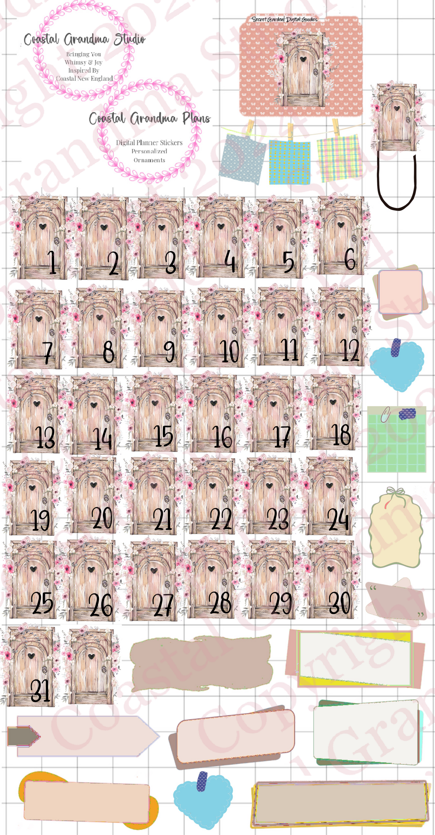 Secret Garden! GoodNotes Sticker Bundle – Digital Planner Stickers for iPad, Pre-Cropped Aesthetic Stickers Pack (9000-BU)