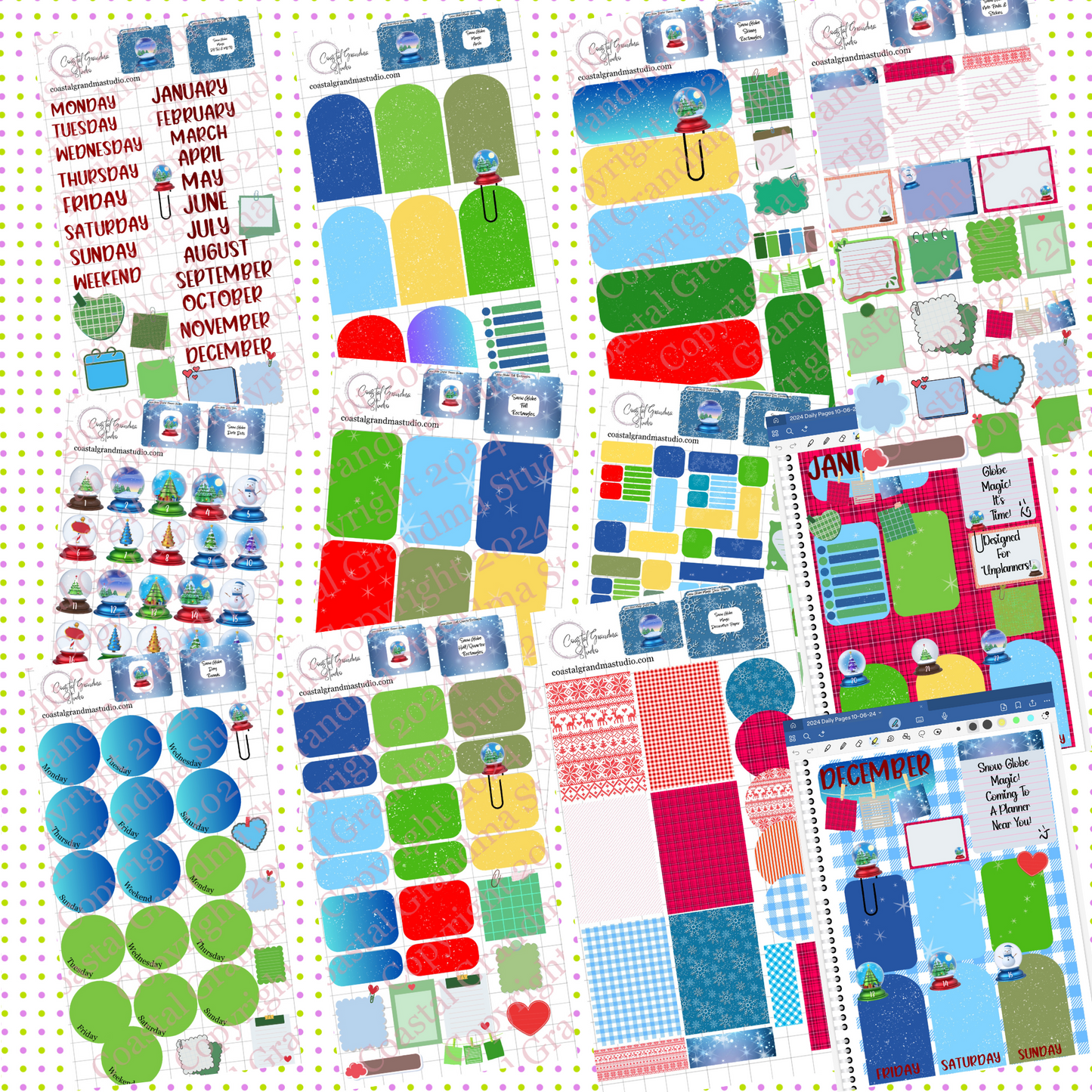 NEW! Snow Globe Magic! Pre-Cropped Digital Sticker Bundle (5400-BU)