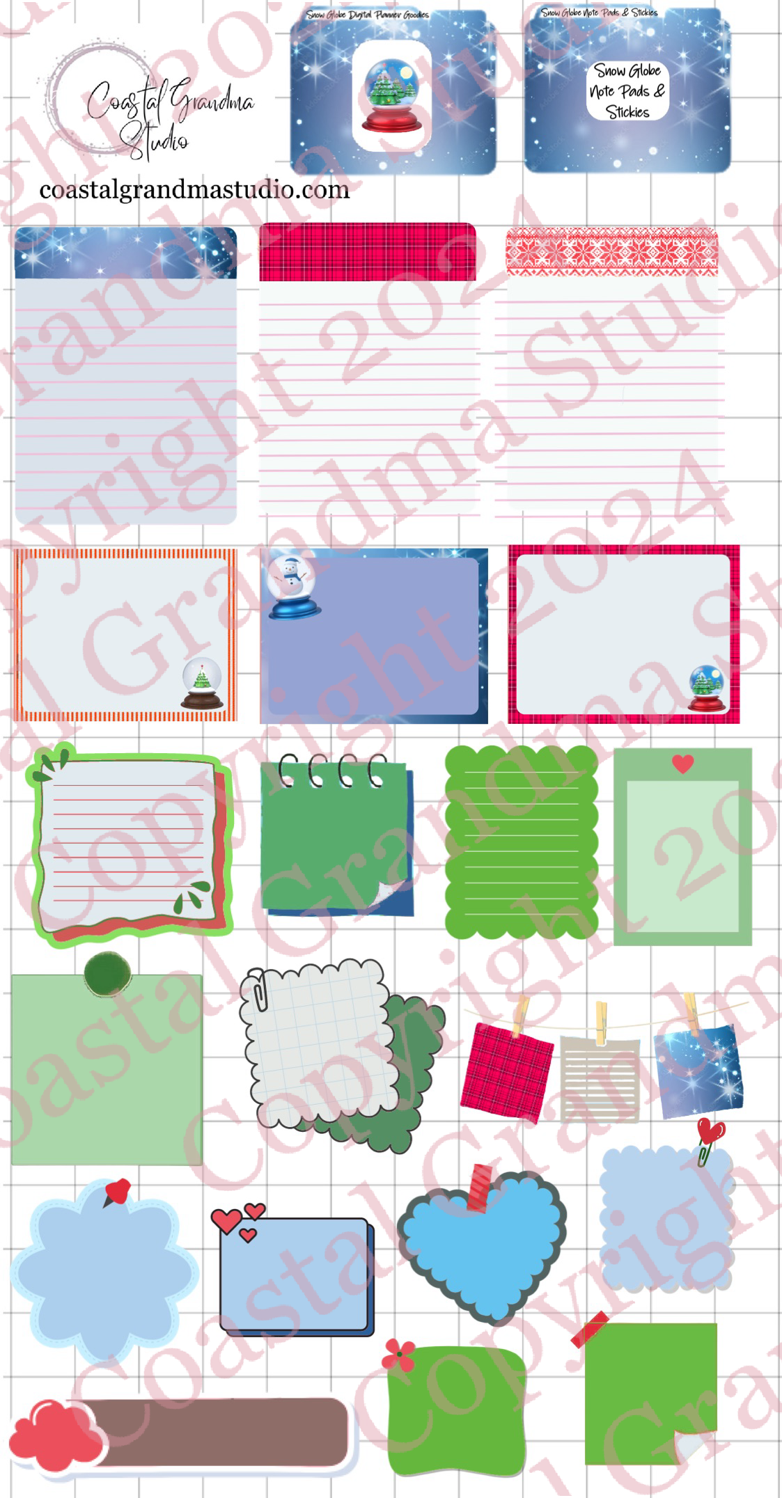 Snow Globe Magic!  Note Pads & Stickers Download Pre-Cropped Stickers For Goodnotes (5400-NP)