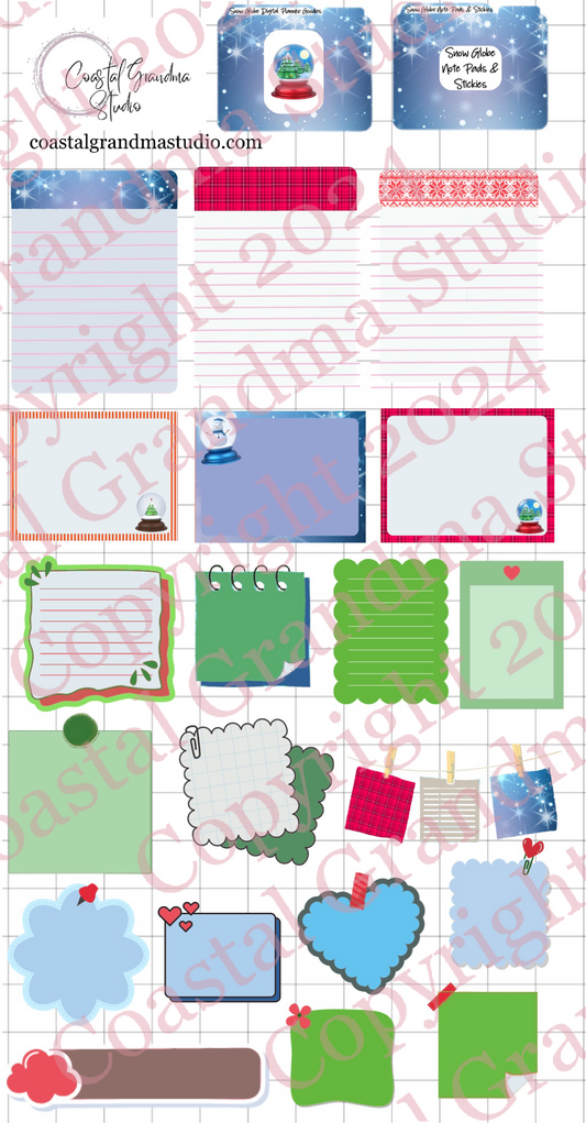 Snow Globe Magic!  Note Pads & Stickers Download Pre-Cropped Stickers For Goodnotes (5400-NP)