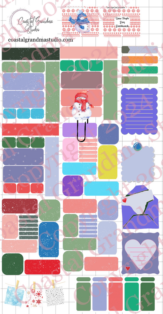 Snow People! Day Dashboards Digital Pre-Cropped Stickers For Goodnotes (4800-DDA)