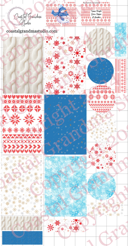 Snow People! Decorative Papers & Goodies Digital Pre-Cropped Stickers For Goodnotes (4800-PG)