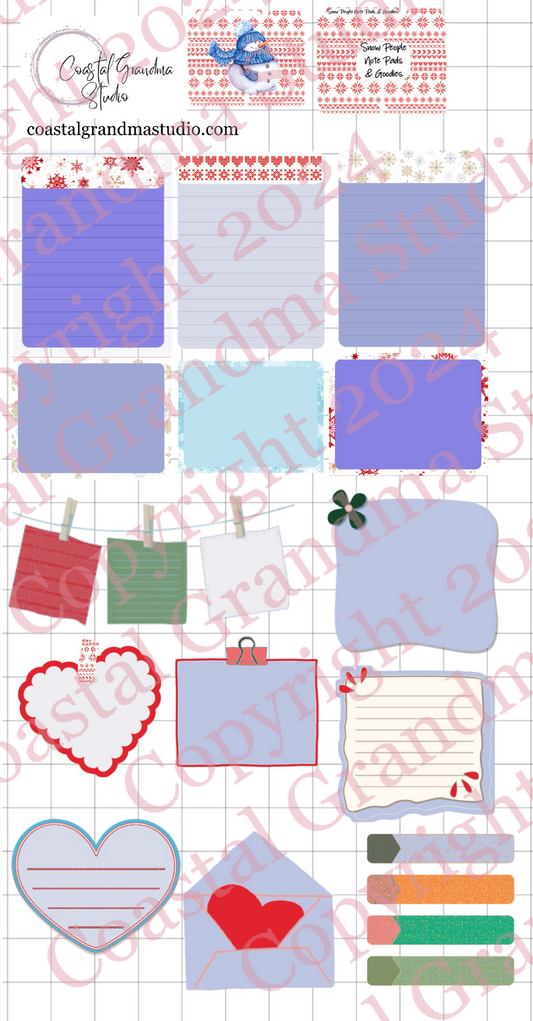 Snow People!  Note Pads & Stickers Digital Pre-Cropped Stickers For Goodnotes (4800-NP)
