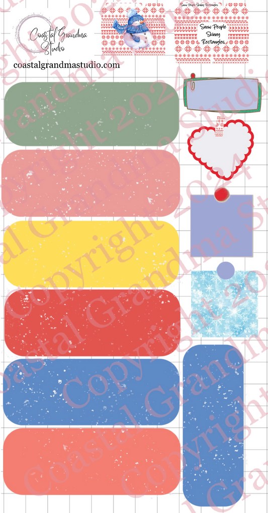 Snow People! Skinny Rectangles Digital Pre-Cropped Stickers For Goodnotes (4800-SR)