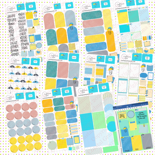 NEW! Spring Showers! Pre-Cropped Digital Sticker Bundle (6600-BU)