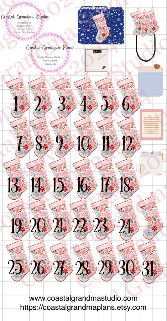 Stocking Stitch! GoodNotes Sticker Bundle – Digital Planner Stickers for iPad, Pre-Cropped Aesthetic Stickers Pack (9900-BU)