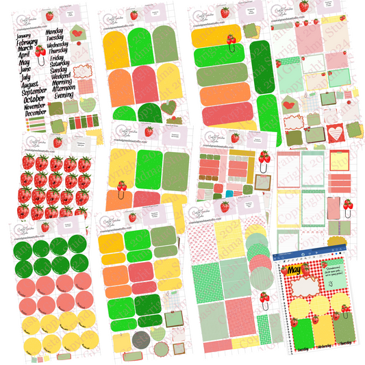NEW! Strawberries! Pre-Cropped Digital Sticker Bundle (6900-BU)