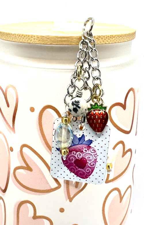 Strawberry Personalized Straw/Cup Charm (1123-CC)