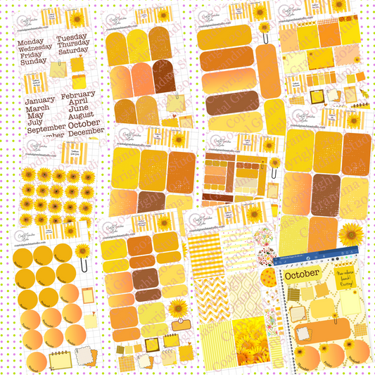NEW! Sunflower! Pre-Cropped Digital Sticker Bundle (4200-BU)