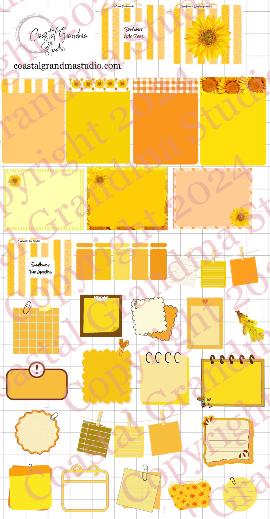 Sunflower!  Note Pads & Stickers Download Pre-Cropped Stickers For Goodnotes (4200-NP)