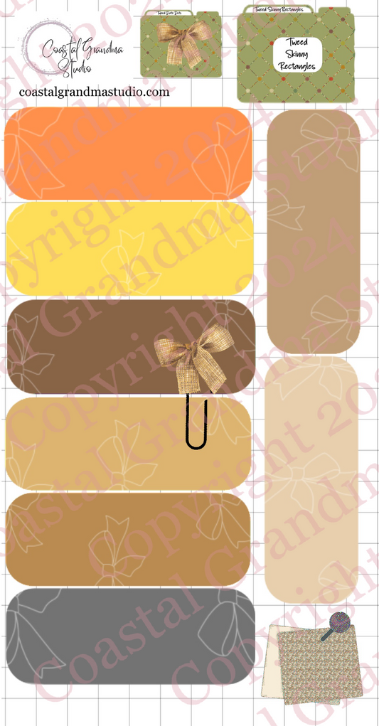 Classic Tweed Bow! Skinny Rectangles Digital Pre-Cropped Stickers For Goodnotes (5100-SR)