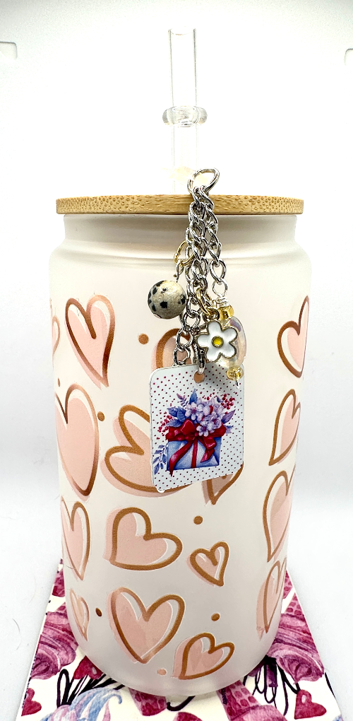 White Letter Love Personalized Straw/Cup Charm (1559-WC)